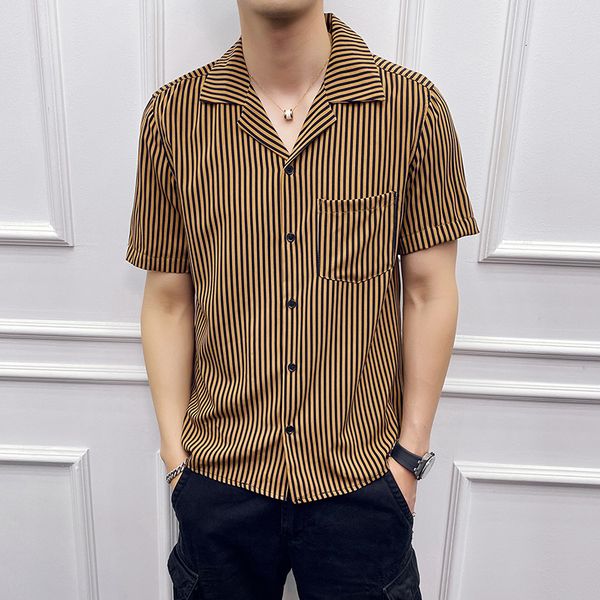 2021 summer of men stripe casual sleeve hawaiian short beach holiday shirt homme streetwear party men's clothes 5025, White;black
2021 summer of men stripe casual sleeve hawaiian short beach holiday shirt homme streetwear party men's clothes 5025, White;black