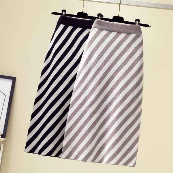 women striped knitted skirt autumn winter fashion elasticity slim pencil skirts high waist warm bodycon sweater skirt, White;black
women striped knitted skirt autumn winter fashion elasticity slim pencil skirts high waist warm bodycon sweater skirt, White;black