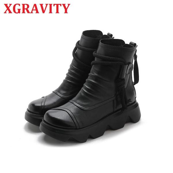 boots xgravity s167 original double zipper design round toe fashion ethnic elegant cow leather shoes ladies, Black
boots xgravity s167 original double zipper design round toe fashion ethnic elegant cow leather shoes ladies, Black
