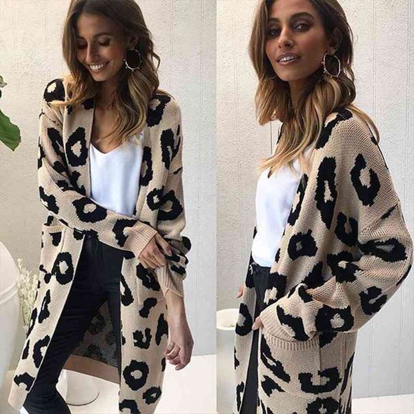 women leopard knitted long cardigans long sleeve winter sweater overcoat coat for women female womens sweater coats ladys, White;black
women leopard knitted long cardigans long sleeve winter sweater overcoat coat for women female womens sweater coats ladys, White;black