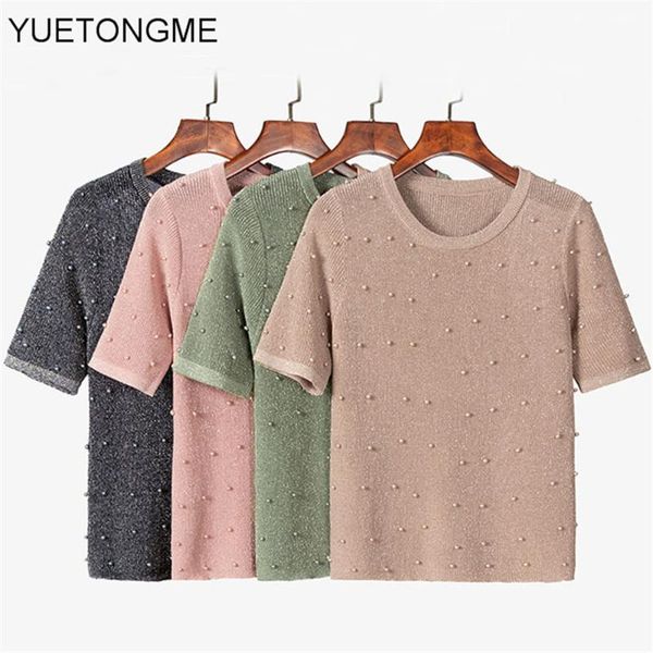 women's t-shirt basic female women summer t shirt knitted casual short sleeves o-neck slim kintwear sw046, White
women's t-shirt basic female women summer t shirt knitted casual short sleeves o-neck slim kintwear sw046, White