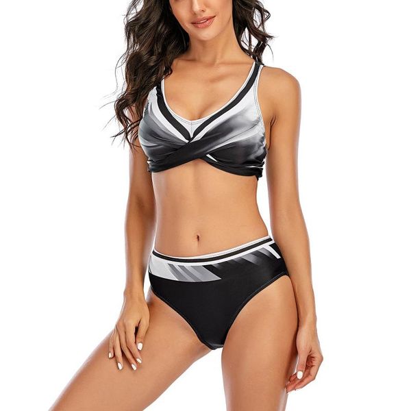 women's swimwear gradient print bikini set cross wrap bra swimsuit push up high waist swimear bathing suit patchwork bottom swim a5, White;black
women's swimwear gradient print bikini set cross wrap bra swimsuit push up high waist swimear bathing suit patchwork bottom swim a5, White;black