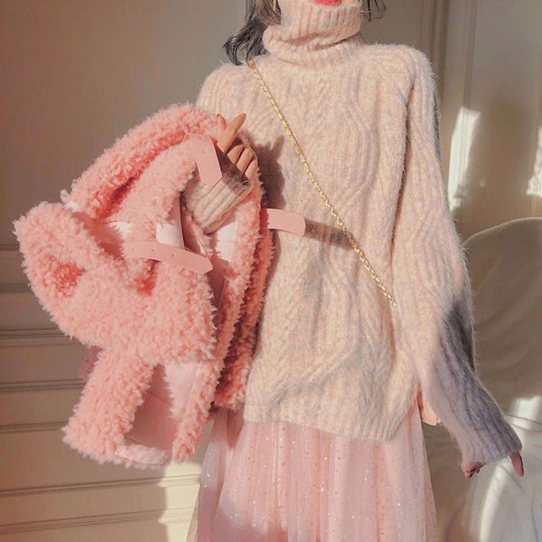 fashion autumn high collar sweater women's pullover 2020 new and winter wear loose lazy wind thickened twist knitted luxury, White;black
fashion autumn high collar sweater women's pullover 2020 new and winter wear loose lazy wind thickened twist knitted luxury, White;black