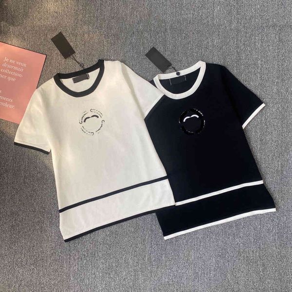 design clothing summer women's elastic knitted t-shirt black and white contrast color classic embroidery double simple short sleeve liv, White;black
design clothing summer women's elastic knitted t-shirt black and white contrast color classic embroidery double simple short sleeve liv, White;black
