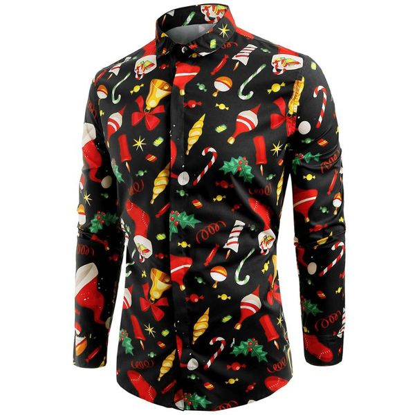 men's casual shirts 2021 fashion langstar christmas elements print long sleeve shirt gift, White;black
men's casual shirts 2021 fashion langstar christmas elements print long sleeve shirt gift, White;black