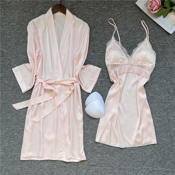 women's sleepwear women lace nightwear 2 piece robe set faux silk casual sleep satin kimono bathrobe gown intimate lingerie, Black;red
women's sleepwear women lace nightwear 2 piece robe set faux silk casual sleep satin kimono bathrobe gown intimate lingerie, Black;red
