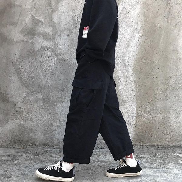 men's pants cargo for men loose korean version big pocket straight tube nine minutes retro wide leg harlan, Black
men's pants cargo for men loose korean version big pocket straight tube nine minutes retro wide leg harlan, Black