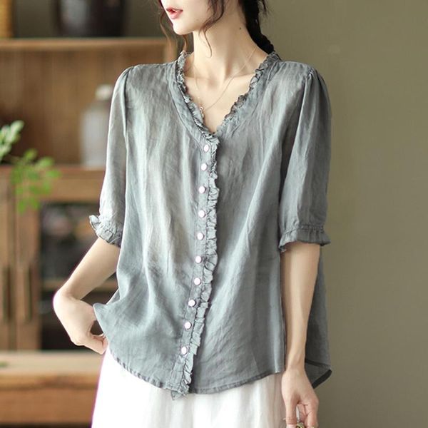 women's blouses & shirts qpfjqd ladies half sleeve casual comfortable blouse 2021 summer autumn loose thin female ramie and v-neck, White
women's blouses & shirts qpfjqd ladies half sleeve casual comfortable blouse 2021 summer autumn loose thin female ramie and v-neck, White