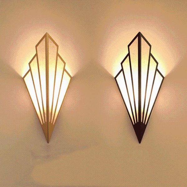led wall lamp e14 corridor aisle staircase lamp bedroom l bedside fan-shaped wall hanging (gift light source)