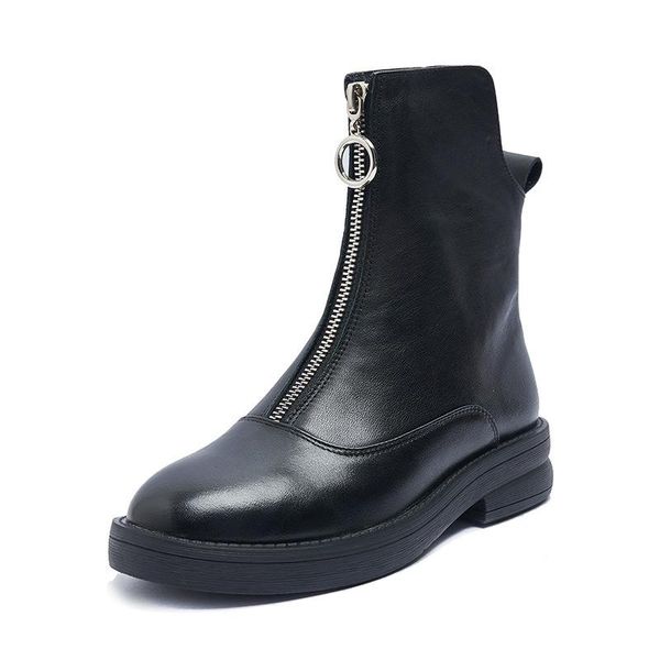 boots ankle genuine leather for 2021 women flat british style front zipper short luxry design, Black
boots ankle genuine leather for 2021 women flat british style front zipper short luxry design, Black