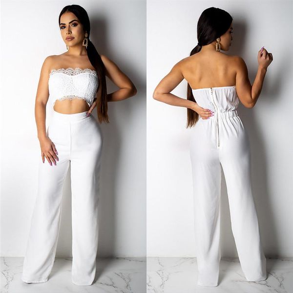 women's jumpsuits & rompers elegant lace jumpsuit women strapless hollow out zipper back summer overalls wide leg womens long pants, Black;white
women's jumpsuits & rompers elegant lace jumpsuit women strapless hollow out zipper back summer overalls wide leg womens long pants, Black;white