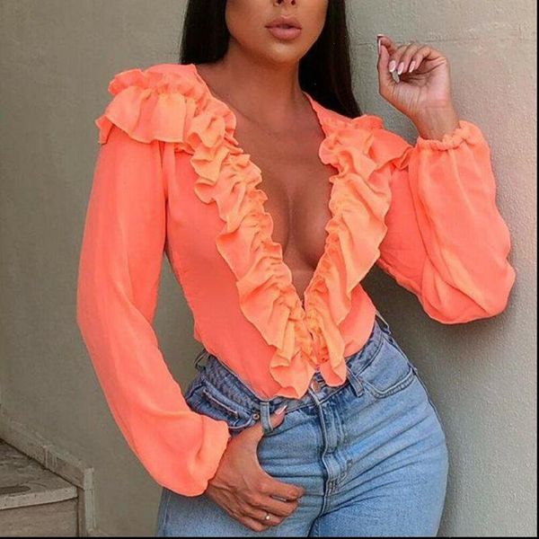 2021 fashion women shirts sheer mesh ruffles deep v neck blouse ladies long sleeve shirts autumn women blouses, White
2021 fashion women shirts sheer mesh ruffles deep v neck blouse ladies long sleeve shirts autumn women blouses, White