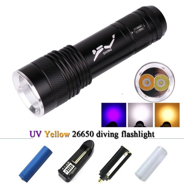 scuba diving 26650 uv yellow white light xml-t6 l2 underwater lanterna lampe torche waterproof torch 18650
scuba diving 26650 uv yellow white light xml-t6 l2 underwater lanterna lampe torche waterproof torch 18650