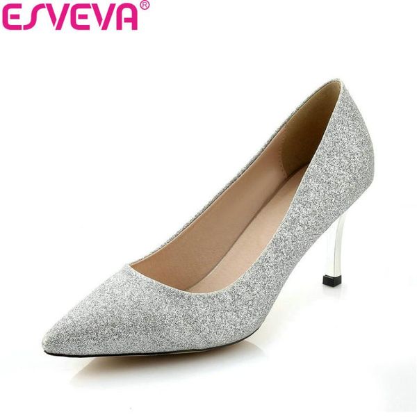 dress shoes esveva 2021 women pumps all match bling pu elegant slip on thin high heels pointed toe party ladies size 34-43, Black
dress shoes esveva 2021 women pumps all match bling pu elegant slip on thin high heels pointed toe party ladies size 34-43, Black