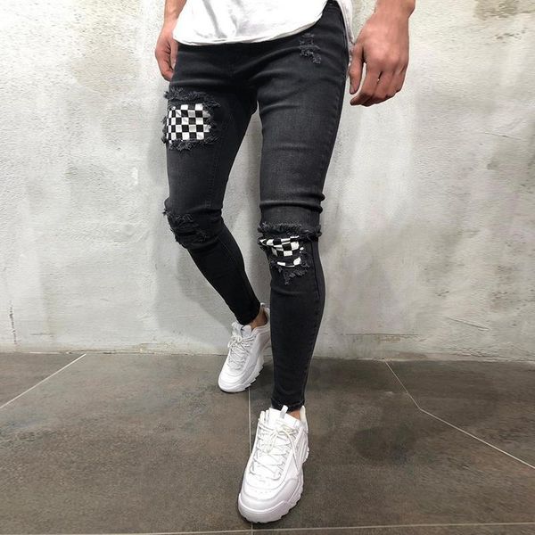 men's pants men hip ripped jeans skinny biker embroidery destroyed hole denim trousers nice high quality, Black
men's pants men hip ripped jeans skinny biker embroidery destroyed hole denim trousers nice high quality, Black