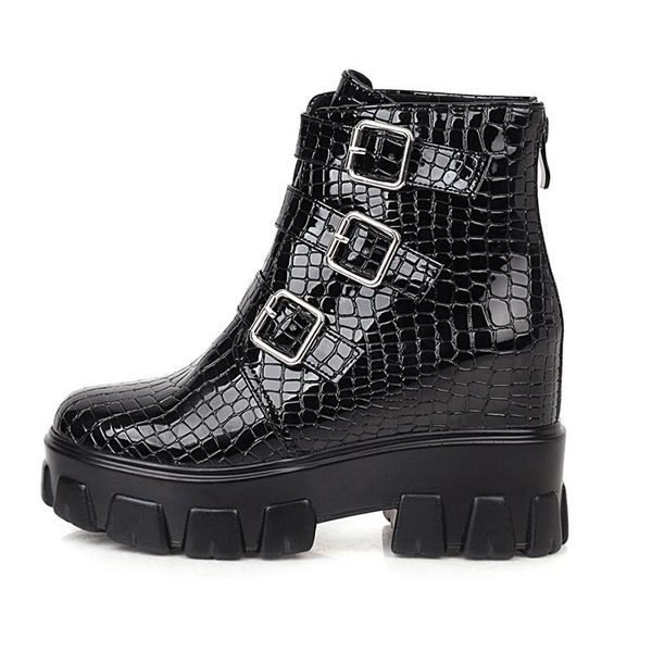 boots winter for woman fashion consice shoes back zipper buckle round toe increase height platform ankle 34-39, Black
boots winter for woman fashion consice shoes back zipper buckle round toe increase height platform ankle 34-39, Black
