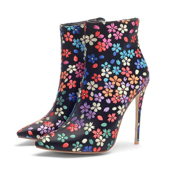boots womens pointed toe satin silk ankle stilettos high heel rainbow flowers colors side zip shoes plus size 34-45, Black
boots womens pointed toe satin silk ankle stilettos high heel rainbow flowers colors side zip shoes plus size 34-45, Black