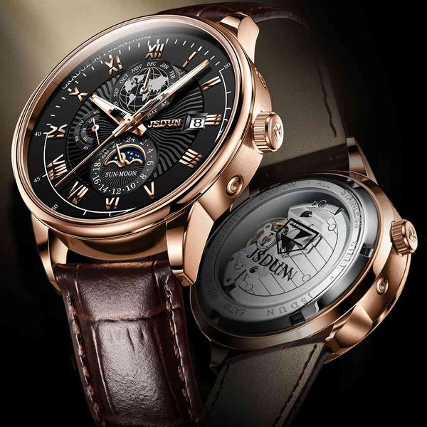 jsdun fire luxury men mechanical watches automatic leather waterproof sports moonlight 8909, Slivery;brown
jsdun fire luxury men mechanical watches automatic leather waterproof sports moonlight 8909, Slivery;brown