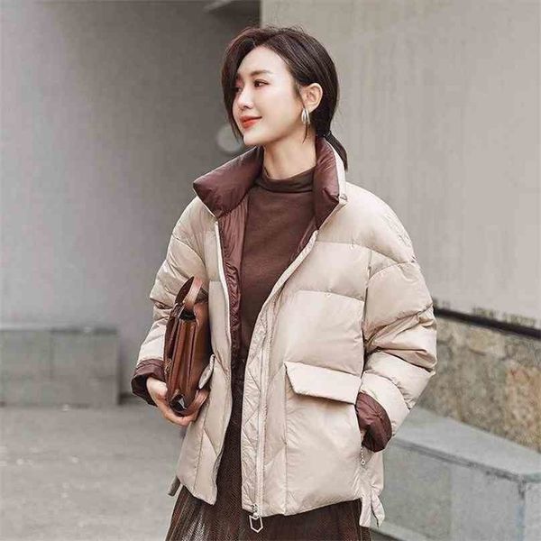 women white duck down puffer jacket winter warm stand collar short parkas mujer female casual coat feather 210525, Black
women white duck down puffer jacket winter warm stand collar short parkas mujer female casual coat feather 210525, Black