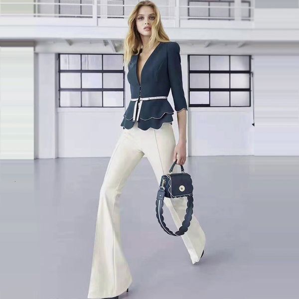 designer 2021 new fashion party workplace v-neck white trousers vintage elegant chic women's sets iyv2, Gray
designer 2021 new fashion party workplace v-neck white trousers vintage elegant chic women's sets iyv2, Gray