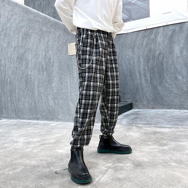 men's pants 2021 autumn and winter retro thick plaid casual loose trousers korean style leggings harem overalls men, Black
men's pants 2021 autumn and winter retro thick plaid casual loose trousers korean style leggings harem overalls men, Black