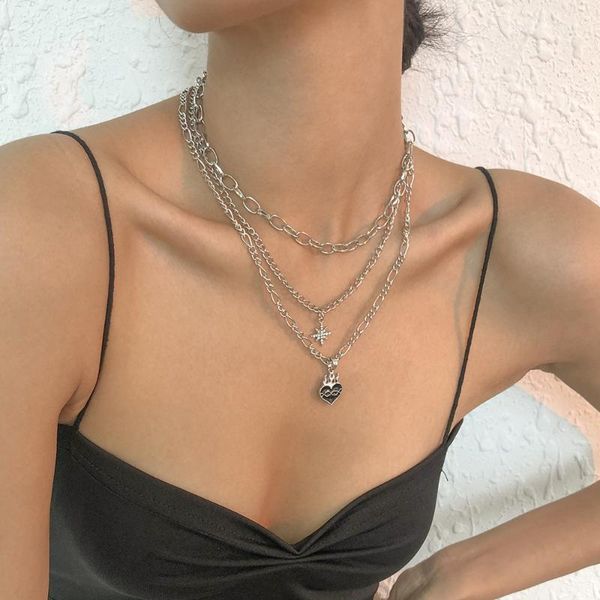 chokers multi-layered necklace for women fashion link chain necklaces metal crystal star red black enamel heart pendant jewelry, Golden;silver
chokers multi-layered necklace for women fashion link chain necklaces metal crystal star red black enamel heart pendant jewelry, Golden;silver