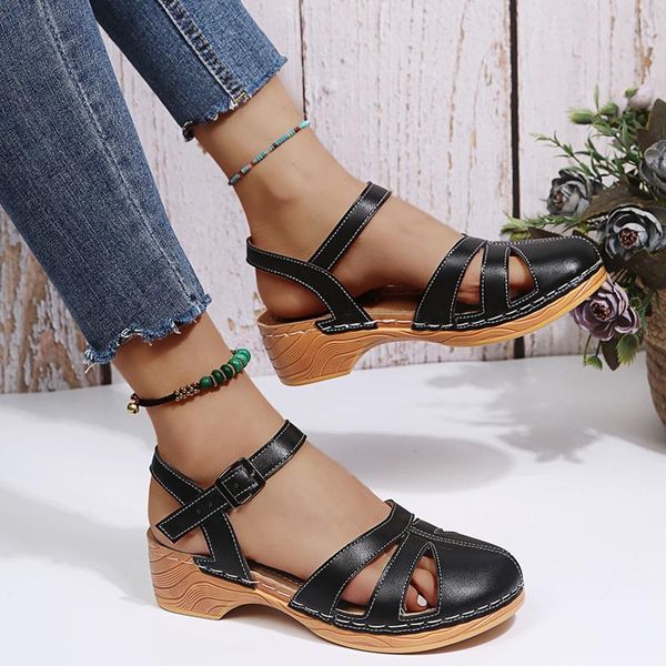 sandals women summer buckle strap square heel round toe breathable shoes platform sandalias, Black
sandals women summer buckle strap square heel round toe breathable shoes platform sandalias, Black