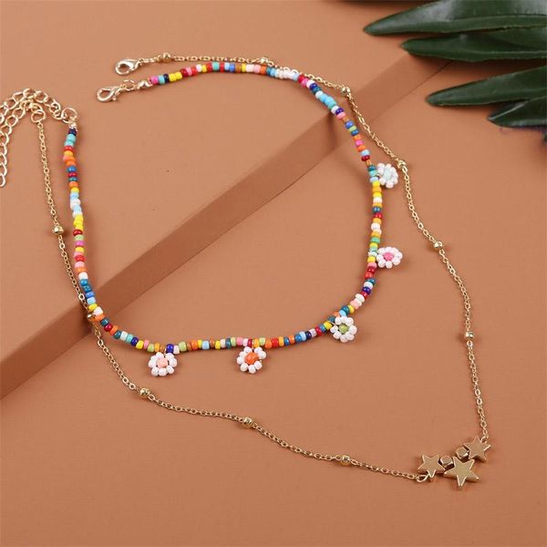 chains 2 pcs/set boho multicolor beaded flower necklaces for women fashion gold color metal chain long necklace star pendant jewelry, Silver
chains 2 pcs/set boho multicolor beaded flower necklaces for women fashion gold color metal chain long necklace star pendant jewelry, Silver