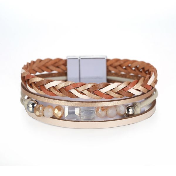 selling bohemian national style bracelet multi-layer leather woven hand beaded crystal bracelet, Black
selling bohemian national style bracelet multi-layer leather woven hand beaded crystal bracelet, Black