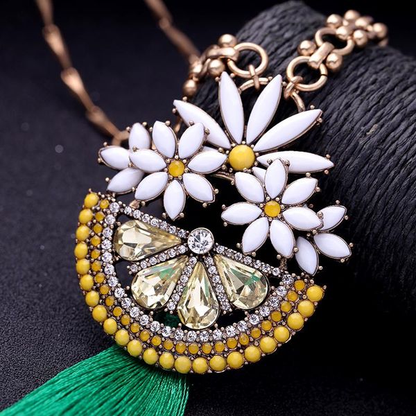 pendant necklaces bohemian jewelry for women sweet flower tassel necklace vintage long chain accessories, Silver
pendant necklaces bohemian jewelry for women sweet flower tassel necklace vintage long chain accessories, Silver
