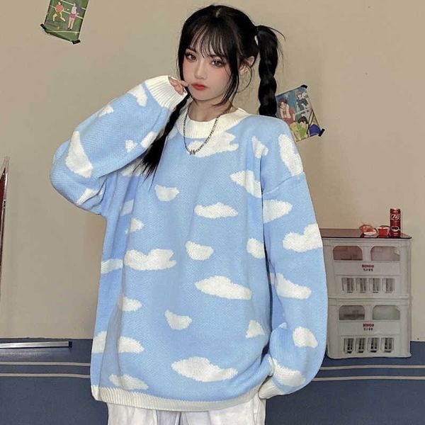 pull femme korean fashion sueters de mujer autumn all-match o neck long sleeve blue sky white clouds sweaters pullovers jumpers 210610, White;black
pull femme korean fashion sueters de mujer autumn all-match o neck long sleeve blue sky white clouds sweaters pullovers jumpers 210610, White;black