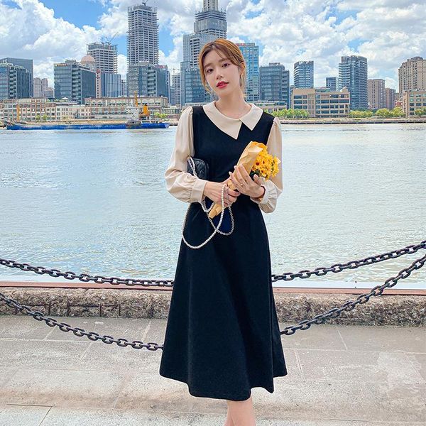 casual dresses autumn and winter large size women's black elegant stitching long-sleeved dress commuter fake two pieces a- line ins, Black;gray
casual dresses autumn and winter large size women's black elegant stitching long-sleeved dress commuter fake two pieces a- line ins, Black;gray