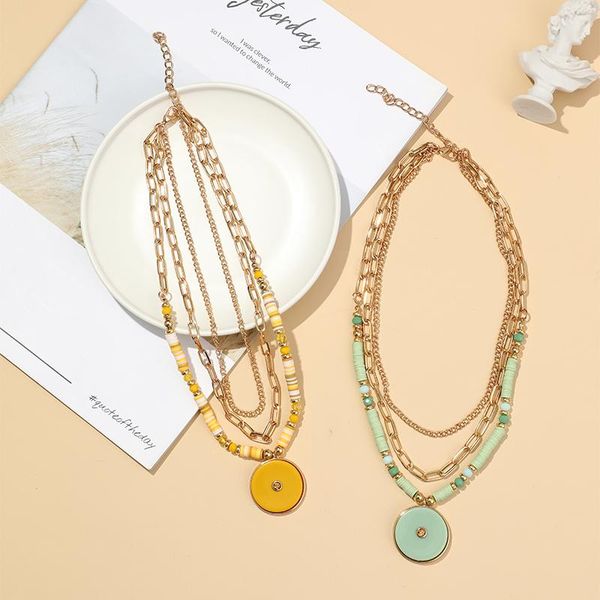 pendant necklaces boho polymerclay multiple layers for women 2021 fashion jewelry gold chain necklace round gift, Silver
pendant necklaces boho polymerclay multiple layers for women 2021 fashion jewelry gold chain necklace round gift, Silver