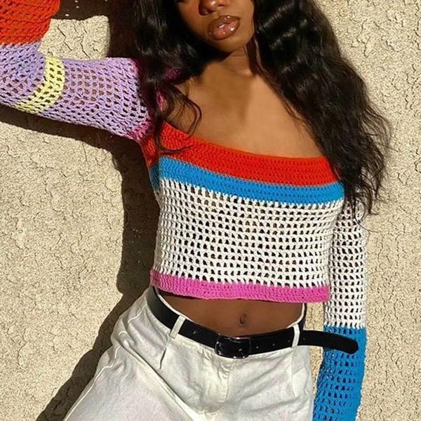 women's sweaters knitted long sleeve women sweater beach y2k autumn patchwork crop vintage casual fashion hollow out pullovers g3, White;black
women's sweaters knitted long sleeve women sweater beach y2k autumn patchwork crop vintage casual fashion hollow out pullovers g3, White;black