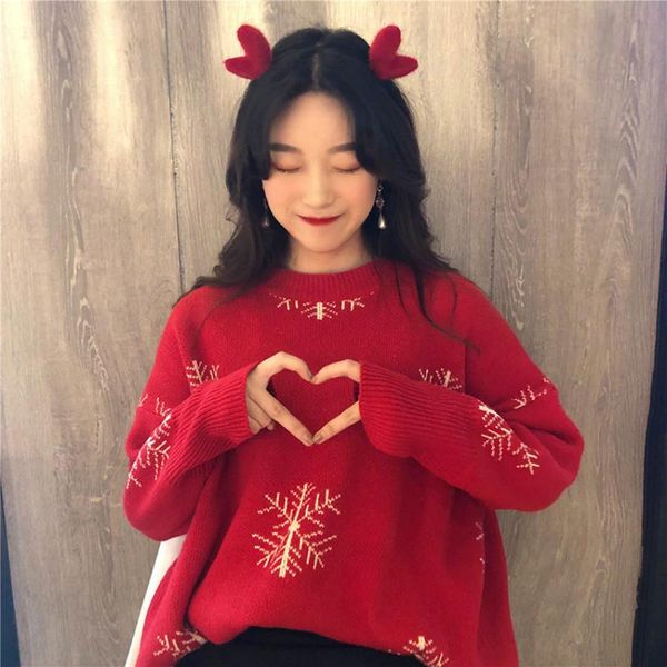 women's sweaters women pullovers christmas 2021 round neck maglioni korean vintage fluffy large size red jersey mujer female, White;black
women's sweaters women pullovers christmas 2021 round neck maglioni korean vintage fluffy large size red jersey mujer female, White;black