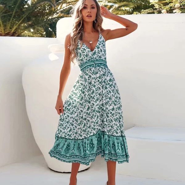 2021 new strap for women v neck long summer vintage floral print dresses sleeveless beach dress vestidos wnyg, White
2021 new strap for women v neck long summer vintage floral print dresses sleeveless beach dress vestidos wnyg, White