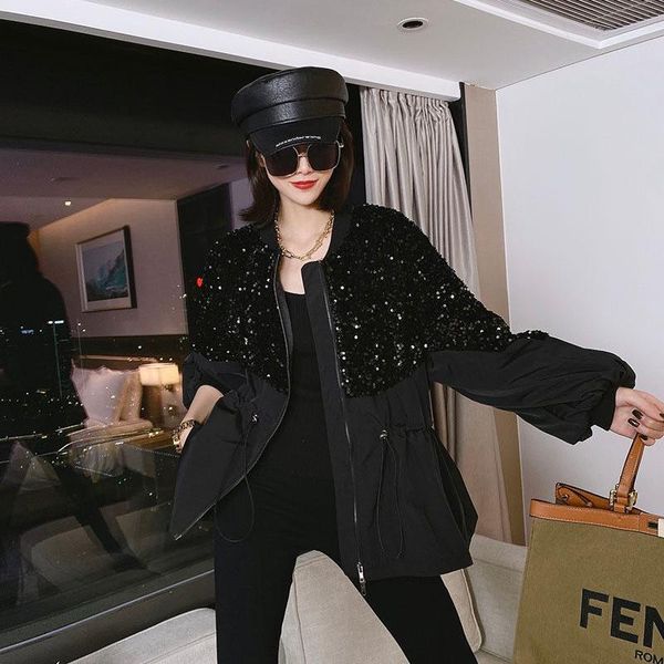 women's jackets sequin patchwork drawstring women jacket 2021 adjustable waist zipper oversized coat harajuku spring street outerwear t, Black;brown
women's jackets sequin patchwork drawstring women jacket 2021 adjustable waist zipper oversized coat harajuku spring street outerwear t, Black;brown
