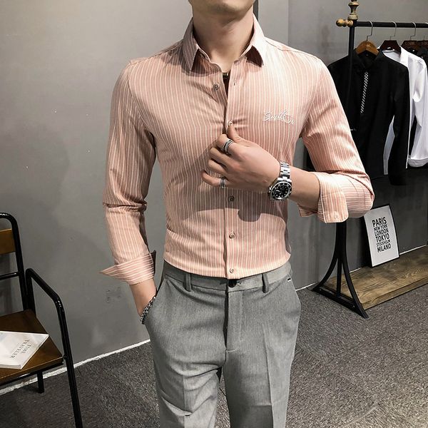 of fashion 2021 new men pinstripe shirts long sleeve formal business wear thin casual fit gentlemen pink tuxedo n2ox, White;black
of fashion 2021 new men pinstripe shirts long sleeve formal business wear thin casual fit gentlemen pink tuxedo n2ox, White;black