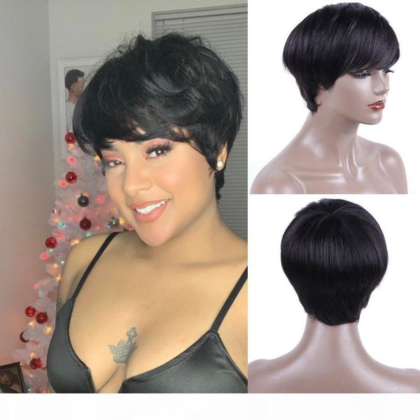 short cut straight hair wig brazilian remy human hair full wigs for black women black hair with bangs wig pixie cut wigs, Black;brown
short cut straight hair wig brazilian remy human hair full wigs for black women black hair with bangs wig pixie cut wigs, Black;brown