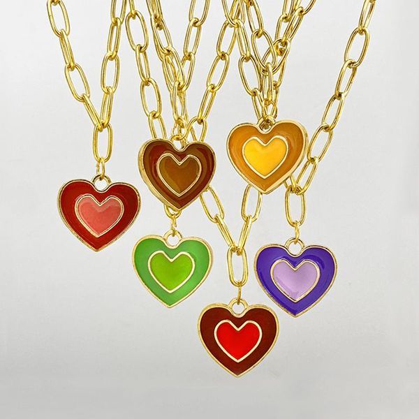 pendant necklaces fashion ins style enamel heart necklace for women creative colorful dripping oil choker couple jewelry gifts, Silver
pendant necklaces fashion ins style enamel heart necklace for women creative colorful dripping oil choker couple jewelry gifts, Silver
