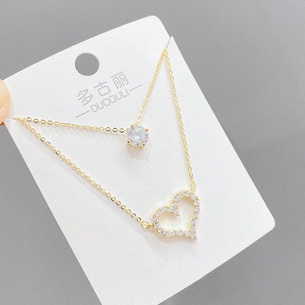 chains korean-style fashion micro-inlaid zircon peach heart necklace women's dual-use clavicle chain pendant ornament, Silver
chains korean-style fashion micro-inlaid zircon peach heart necklace women's dual-use clavicle chain pendant ornament, Silver