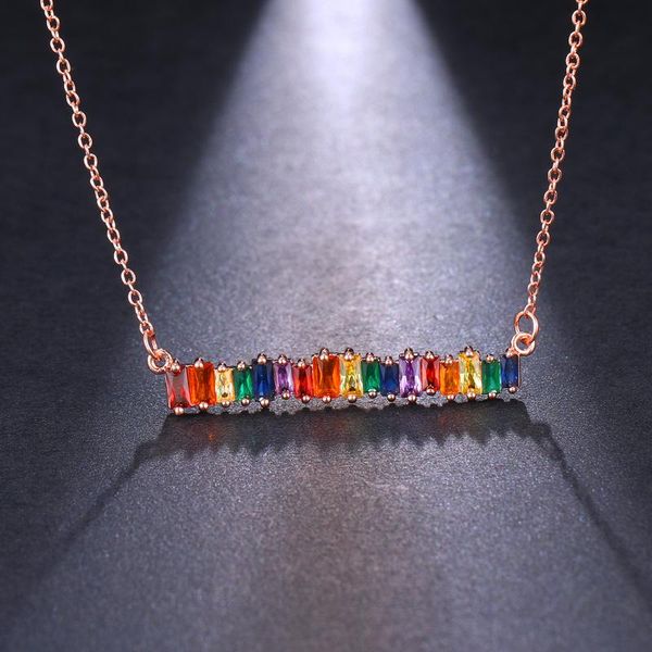 pendant necklaces geometry rainbow color zirconia necklace copper charm statement chain chokers for women party jewelry, Silver
pendant necklaces geometry rainbow color zirconia necklace copper charm statement chain chokers for women party jewelry, Silver