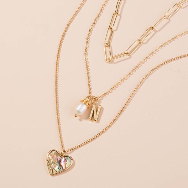 chains personalized multilayer fashion colored loving heart abalone shell pendant natural freshwater pearl necklace accessories, Silver
chains personalized multilayer fashion colored loving heart abalone shell pendant natural freshwater pearl necklace accessories, Silver