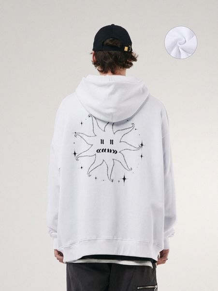 men geo & four-pointed star print drop shoulder hoodie r10b#, Black
men geo & four-pointed star print drop shoulder hoodie r10b#, Black
