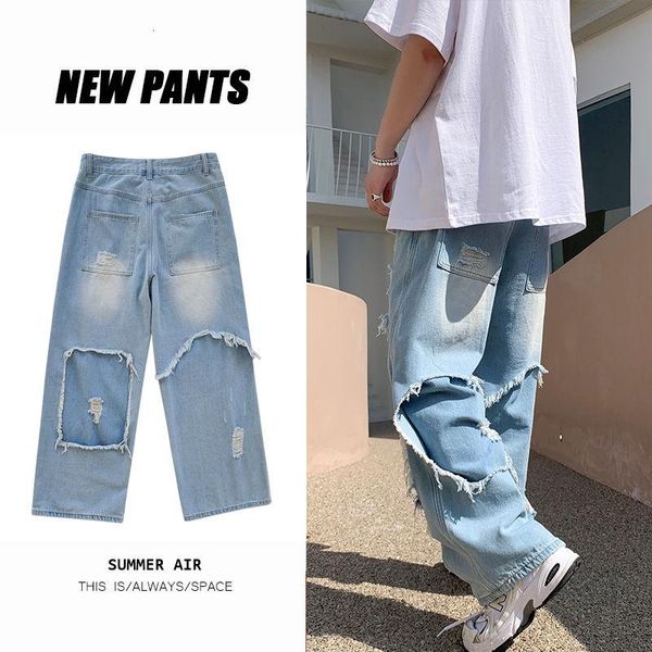 men's jeans korean wide-leg fashion harajuku ripped men streetwear loose hip-hop straight denim trousers mens -3xl, Blue
men's jeans korean wide-leg fashion harajuku ripped men streetwear loose hip-hop straight denim trousers mens -3xl, Blue