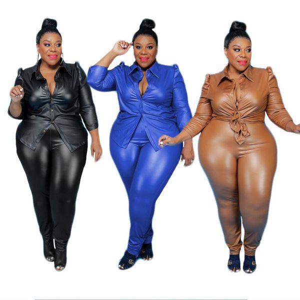 women's two piece pants selling women big size pu sets fashion turn-down collar single-breasted coats skinny pencil autumn outfits, White
women's two piece pants selling women big size pu sets fashion turn-down collar single-breasted coats skinny pencil autumn outfits, White