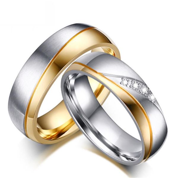 cluster rings 1 pair romantic wedding for lover gold-color stainless steel couple engagement party jewelry bands, Golden;silver
cluster rings 1 pair romantic wedding for lover gold-color stainless steel couple engagement party jewelry bands, Golden;silver