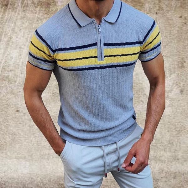 men's polos spring, summer, cultivate one's morality leisure bump color knit stripe shirts with short sleeves, White;black
men's polos spring, summer, cultivate one's morality leisure bump color knit stripe shirts with short sleeves, White;black