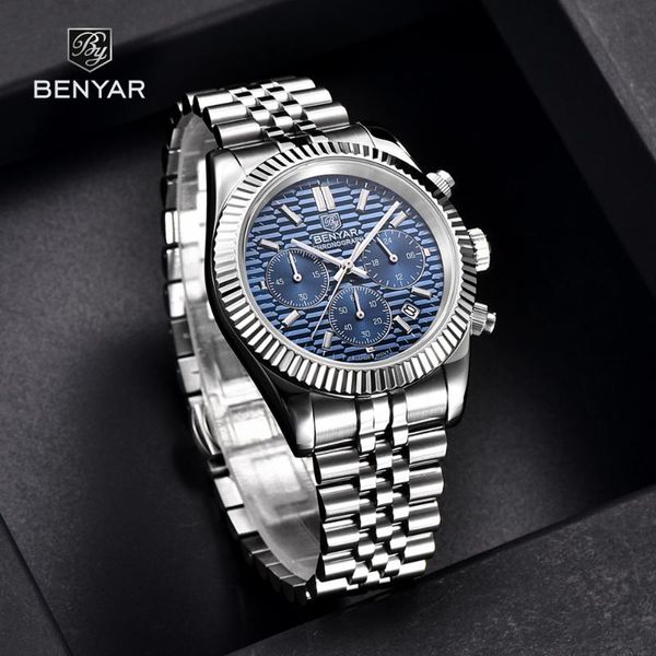 wristwatches benyar 2021 quartz mens watches chronograph waterproof stainless steel luminous sport casual clock reloj hombr, Slivery;brown
wristwatches benyar 2021 quartz mens watches chronograph waterproof stainless steel luminous sport casual clock reloj hombr, Slivery;brown