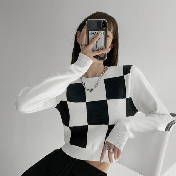 women's sweaters womengaga fashion black white plaid argyle sweater women autumn round neck casual long sleeve slim female atbl, White;black
women's sweaters womengaga fashion black white plaid argyle sweater women autumn round neck casual long sleeve slim female atbl, White;black
